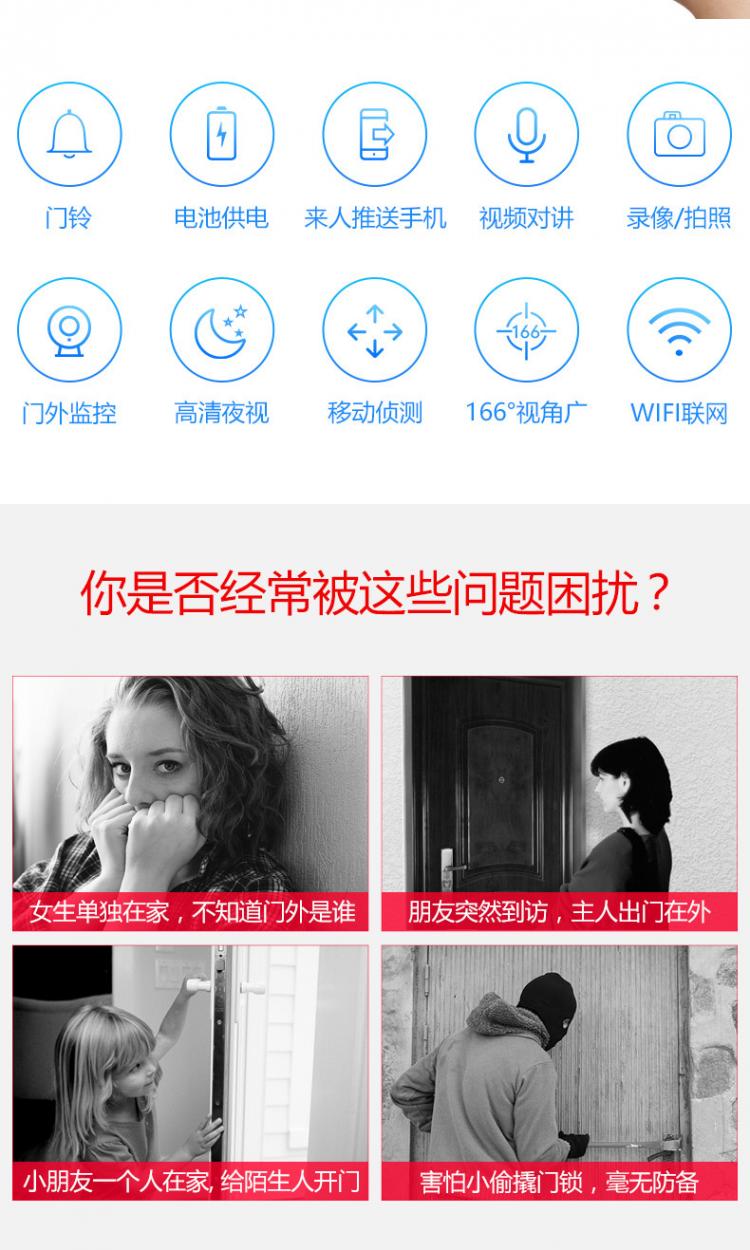 涂鴉USB低功耗電池可視門鈴DB602 tuya可視門鈴 第3張
