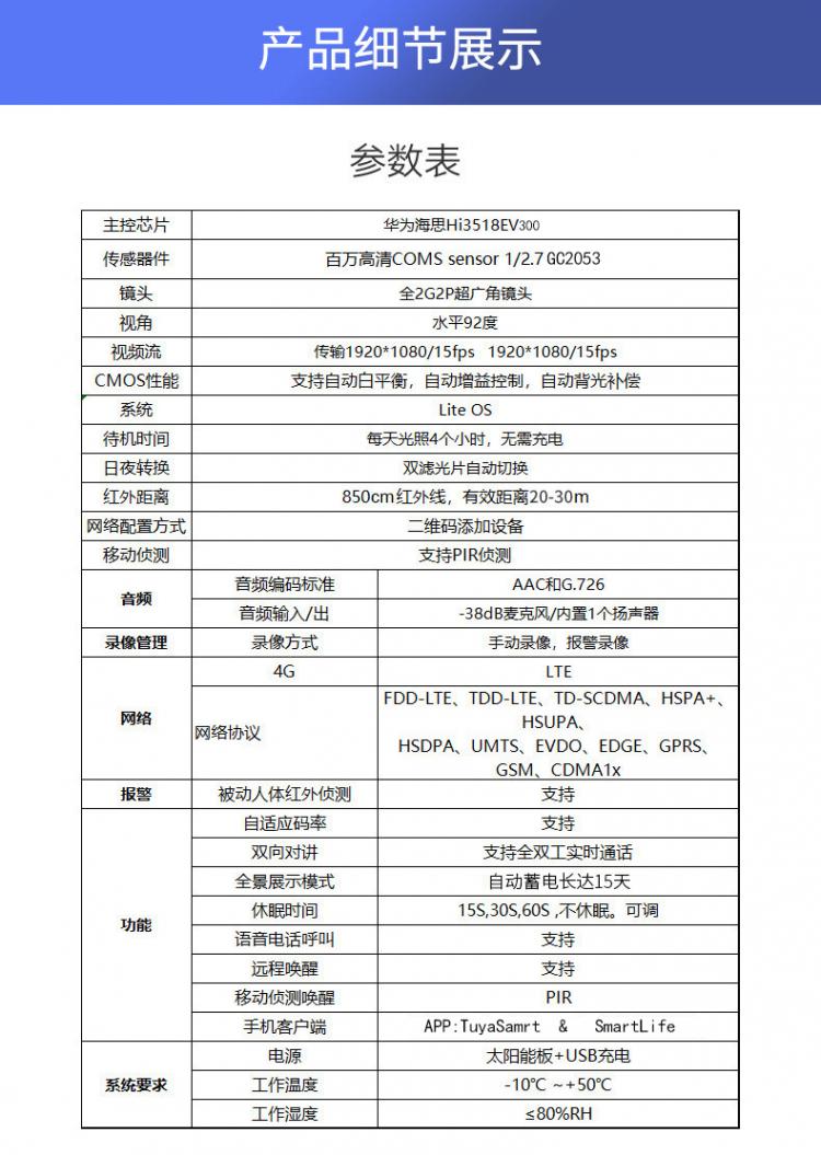 涂鴉智能4G太陽能監(jiān)控?zé)o線低功耗室外防水槍機(jī)Tuya攝像機(jī)電池攝像頭 4G太陽能攝像機(jī) 第22張