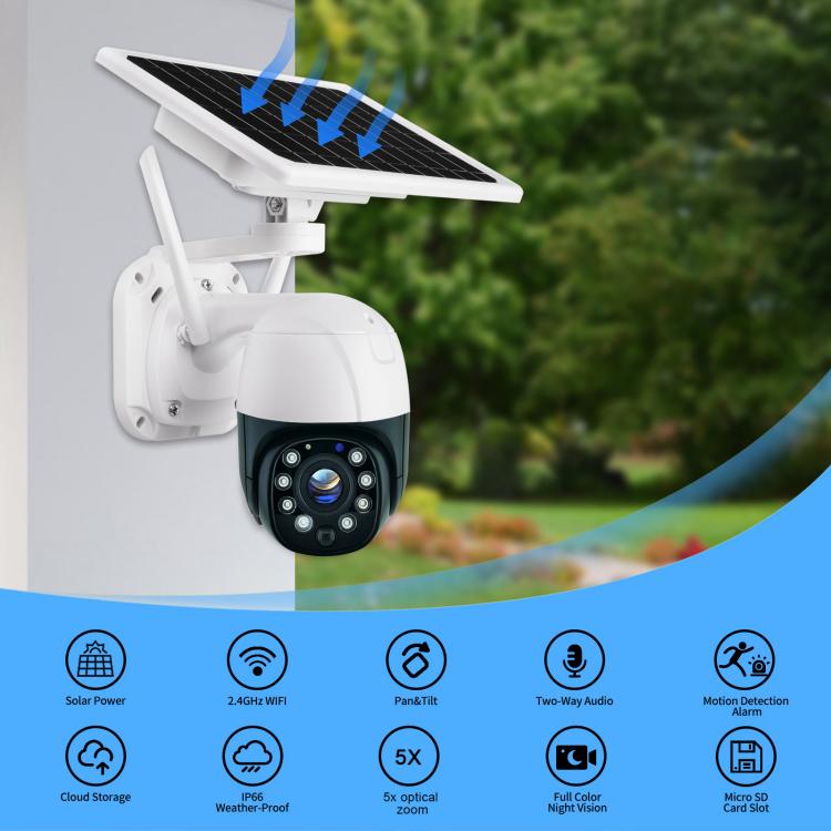 TUYA涂鴉APP海思WIFI無線低功耗太陽(yáng)能電池供電戶外云臺(tái)監(jiān)控?cái)z像頭高速球機(jī)5倍變焦紅外夜視Q09 4G太陽(yáng)能攝像機(jī) 第2張
